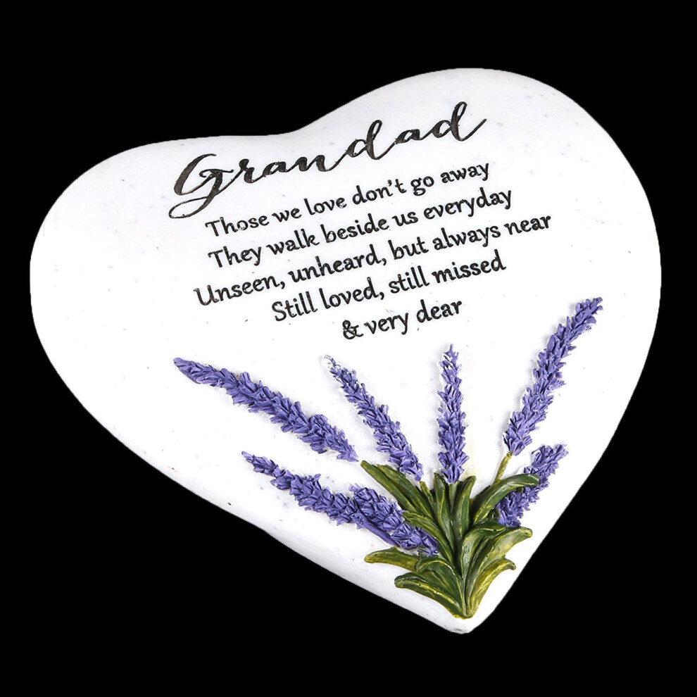 "Thoughts of You" Lavender Stone Heart Memorial Plaque - Grandad