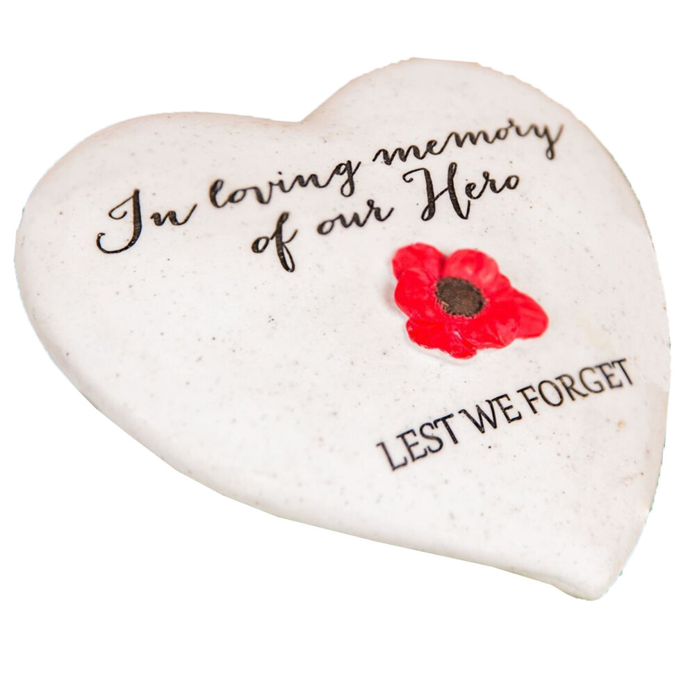 'Thoughts of You' Poppy Stone Heart Memorial Plaque - Memory of Our Hero