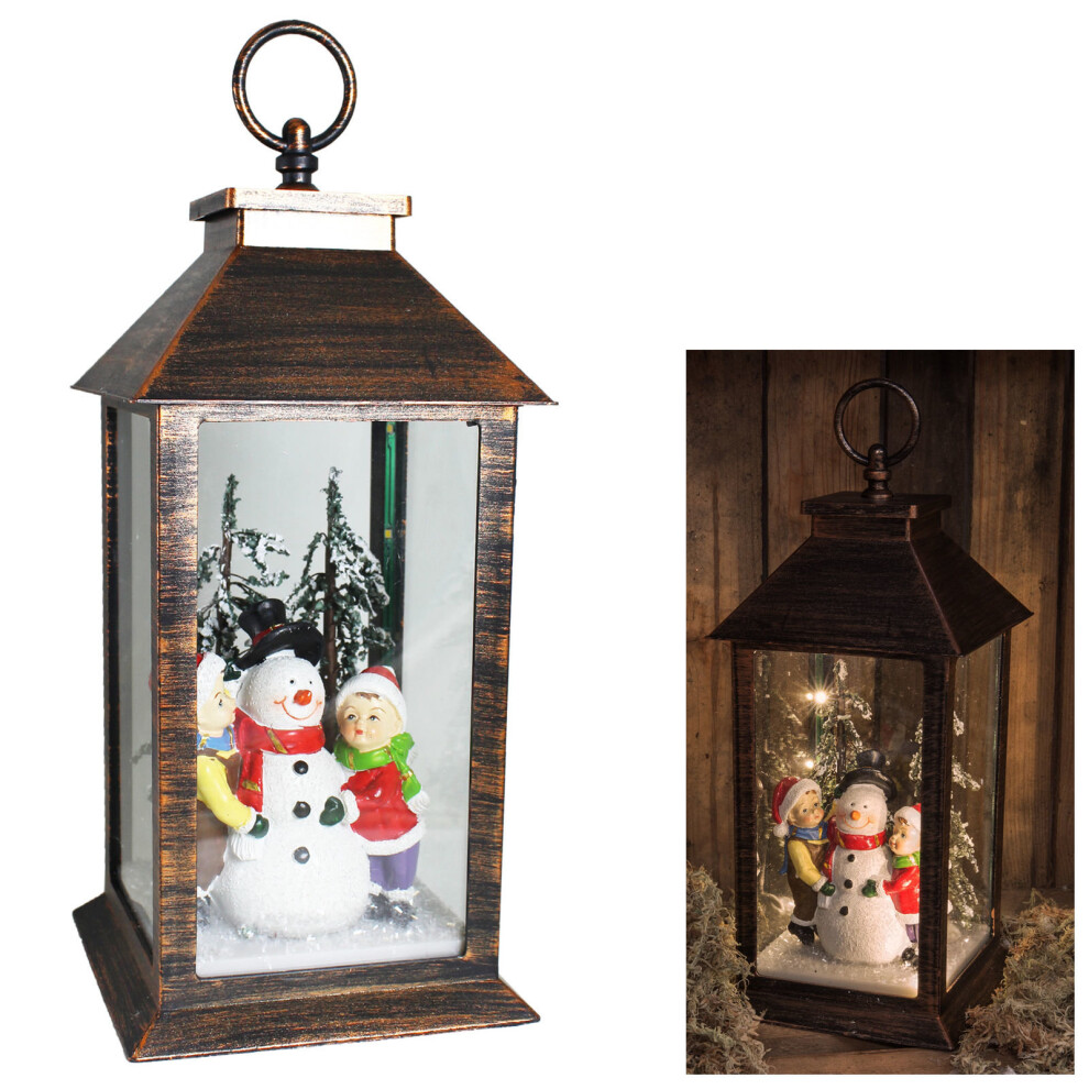 Christmas Light up Lantern with Snowman 30cm Battery Operated Decoration