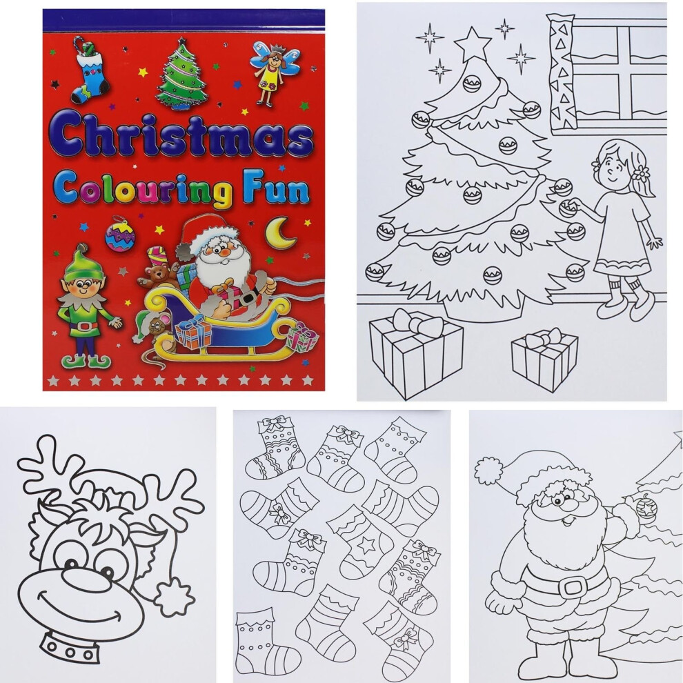 Mini Christmas Colouring Fun Book - Large Print - Stocking Filler - CF8