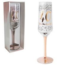 Luxe Birthday Champagne Flute with Pink Stem by Hotchpotch - 40th