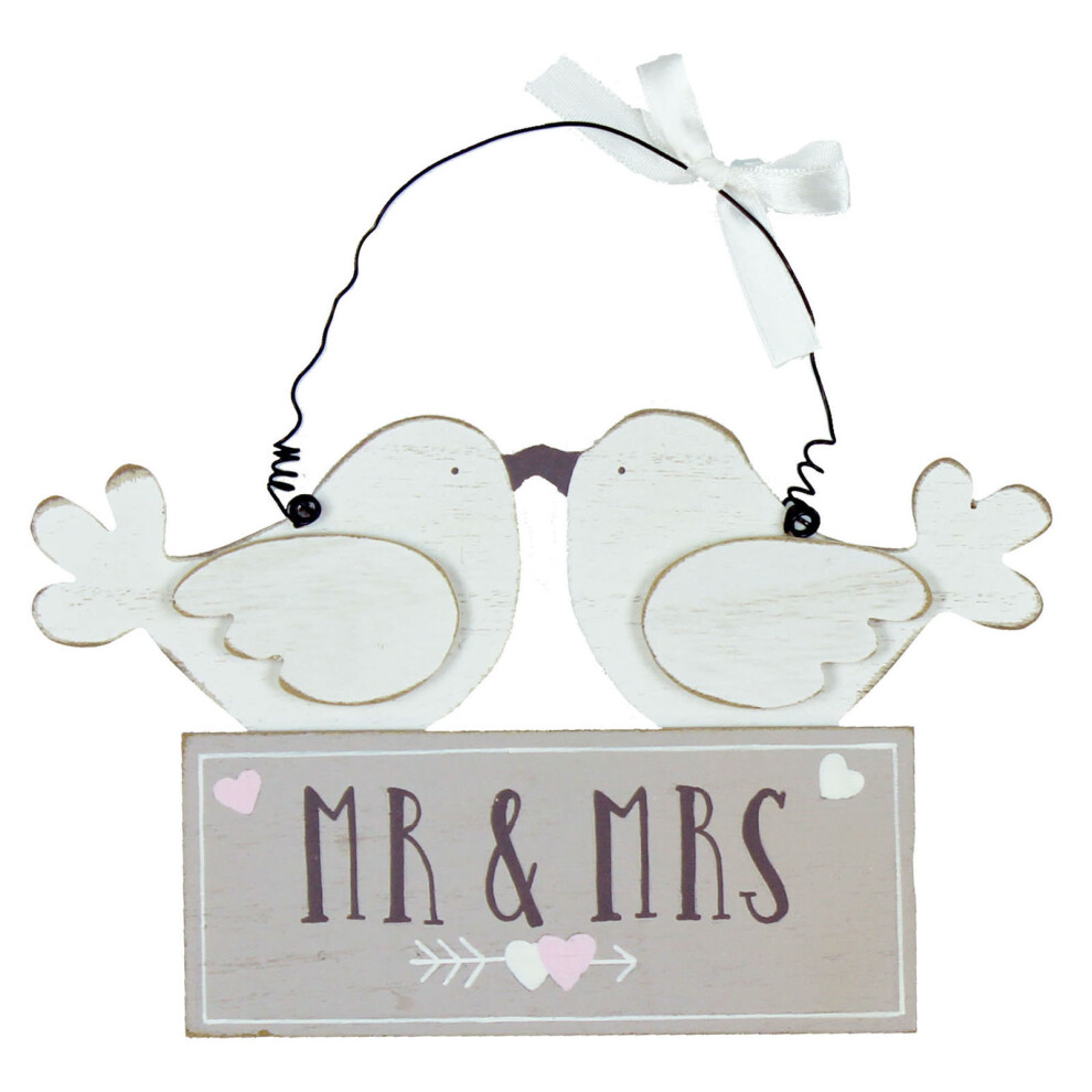 Widdop And Co. Wedding Day Wooden 'Mr & Mrs' Love Birds Hanging Plaque