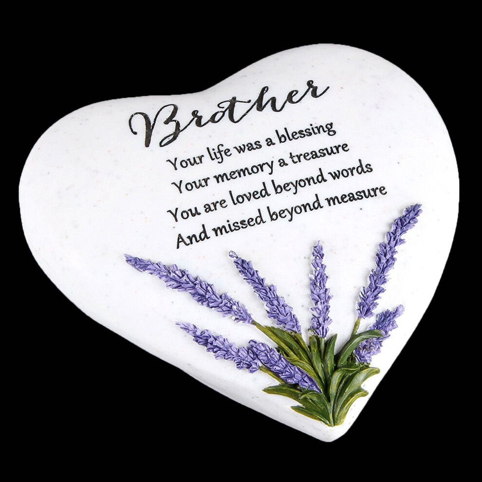 "Thoughts of You" Lavender Stone Heart Memorial Plaque - Brother