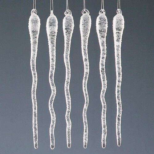 Christmas Tree Decoration 6 Pack Frosted Glass Wavy Icicles