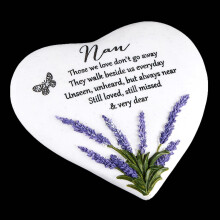 Thoughts of You Lavender Stone Heart Memorial Plaque for Nan – Ground-Sitting 16x14 cm