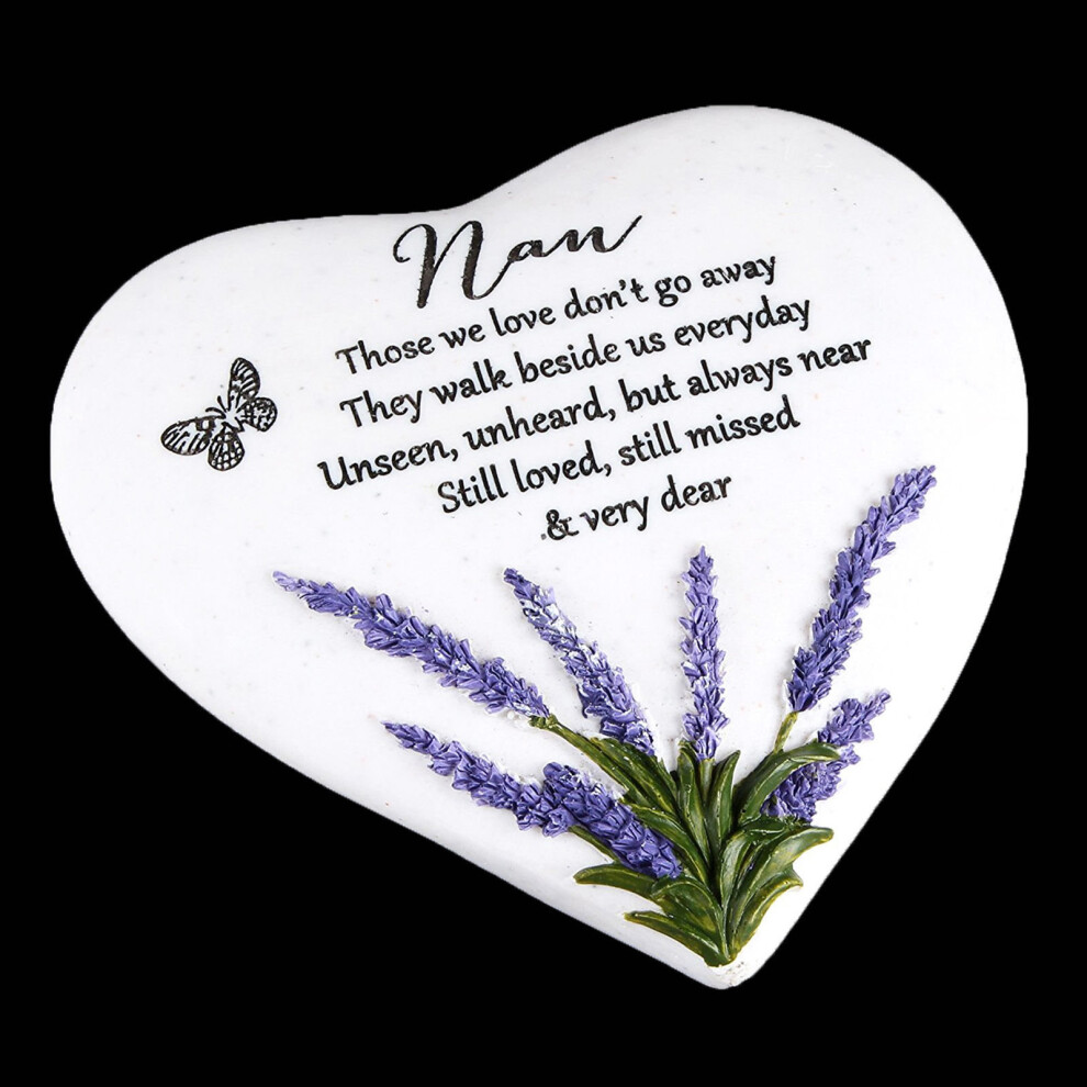 "Thoughts of You" Lavender Stone Heart Memorial Plaque - Nan