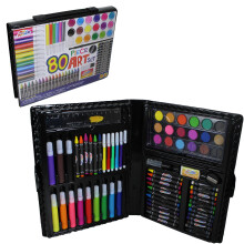 Grafix 80 Piece Children's Art Set in Case - Paints, Crayons, Pastels, Pens