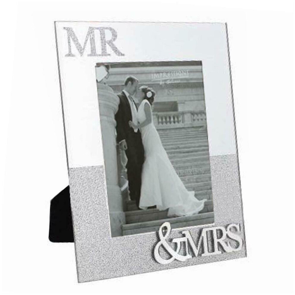 Wedding Day MR & MRS Mirror / Glitter 5"x7" Portrait Photo Frame