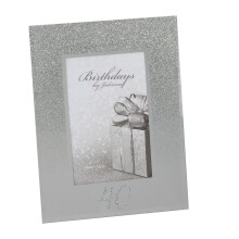 Silver Glitter & Mirror 4'x6' Photo Frame with Number - 40th Birthday / Anniversary