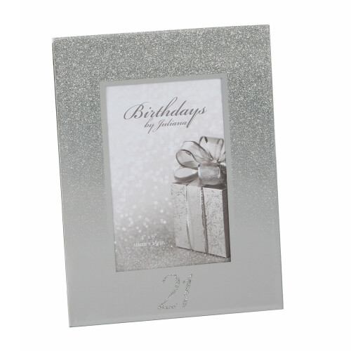 Silver Glitter & Mirror 4'x6' Photo Frame with Number - 21st Birthday