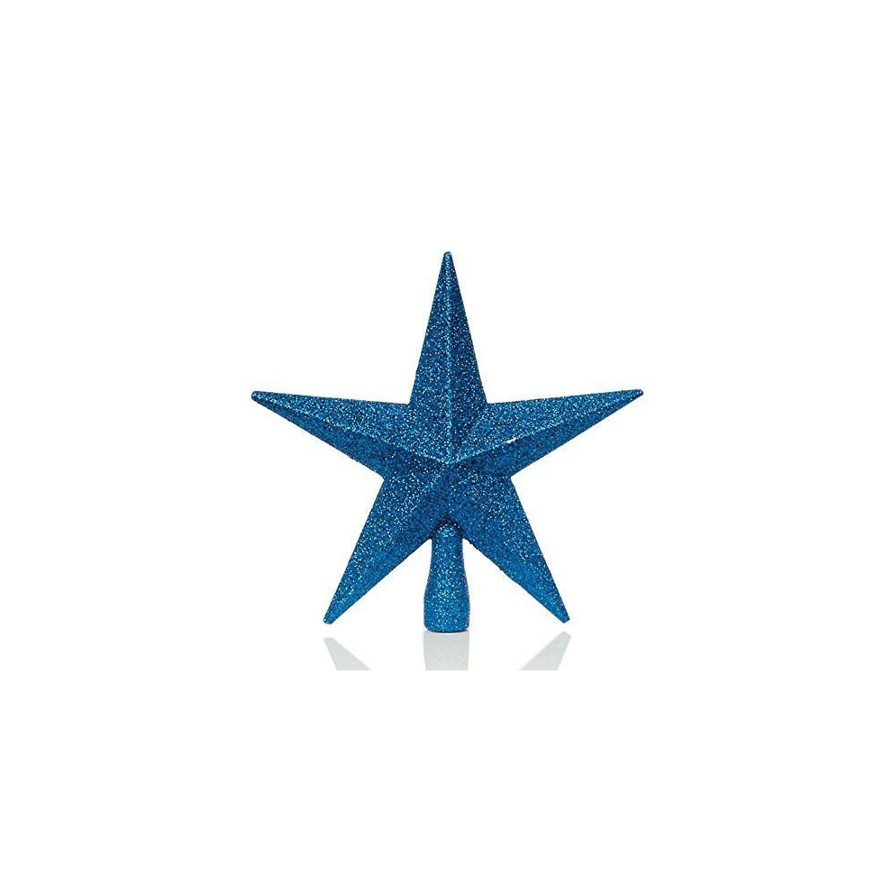 Christmas Decoration Tree Top 200mm Shatterproof Glitter Star - M Blue