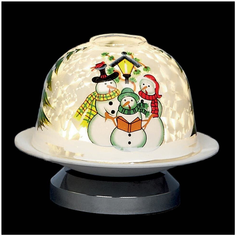 Premier Battery Light Up LED Glass Decoration - Snowman Dome