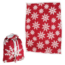 Deluxe Christmas Throw Blanket in a Bag - Super Soft 150cm x 120cm - Red Snowflakes