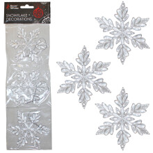 Christmas Decoration 3 Pack Acrylic Clear Hanging Snowflakes