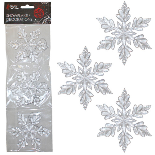 Christmas Decoration 3 Pack Acrylic Clear Hanging Snowflakes