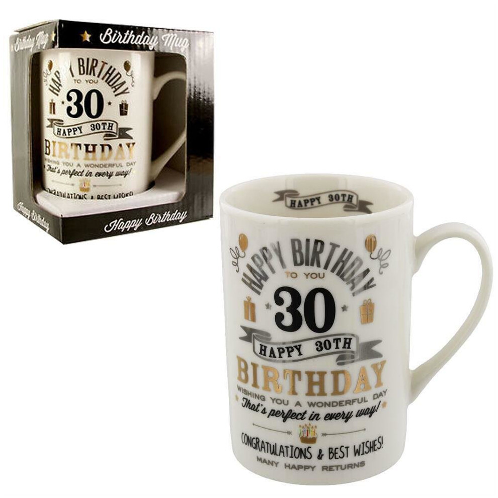 Black & Silver Signography Range Birthday Mug - 30th Birthday