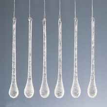 Christmas Tree Decoration 6 Pack Frosted Glass Droplet Icicles