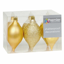 Shatterproof Christmas Tree Decoration - 6 Pack 95mm Cones - Gold