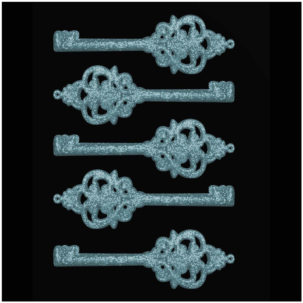 5 Pack 14cm Glitter Key Christmas Tree Decoration - ICE BLUE-image-OPC-PTBYSS-NEW