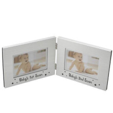 Juliana Silver double photo frame Babys 1st - 2nd Scan pictures