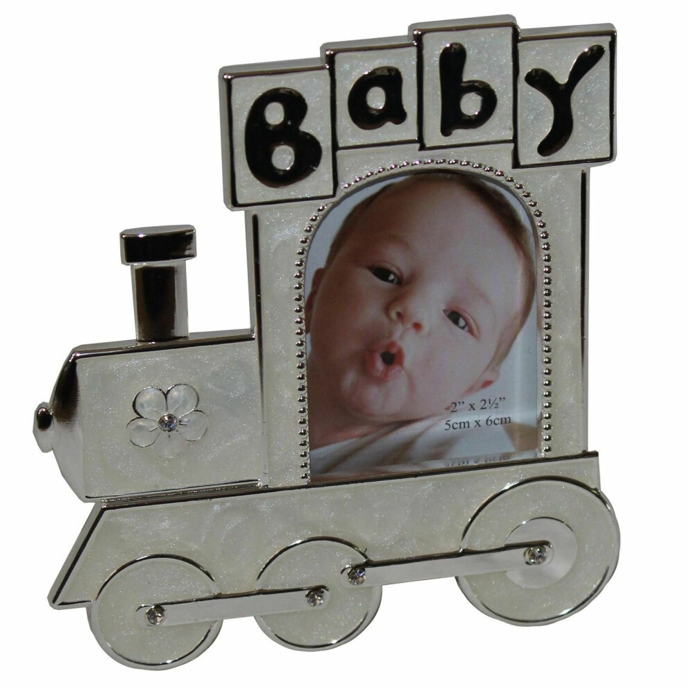 Juliana Silver-plated Cream Epoxy Train Shape Baby Photo Frame