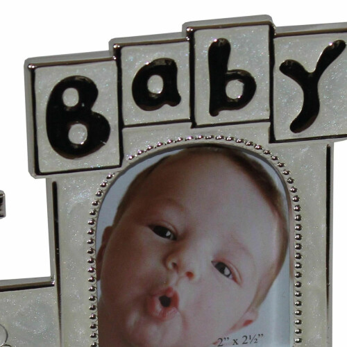 Juliana Silver-plated Cream Epoxy Train Shape Baby Photo Frame 1