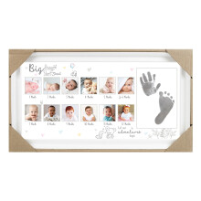 Baby Keepsake Hand Print & Foot Print White 12 Month Photo Frame with Ink Pad FS599