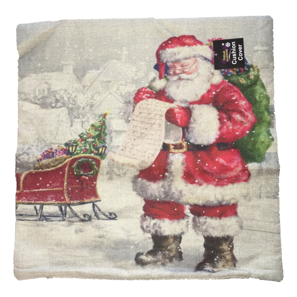 Christmas 44cm Woven Cushion Cover - Santa