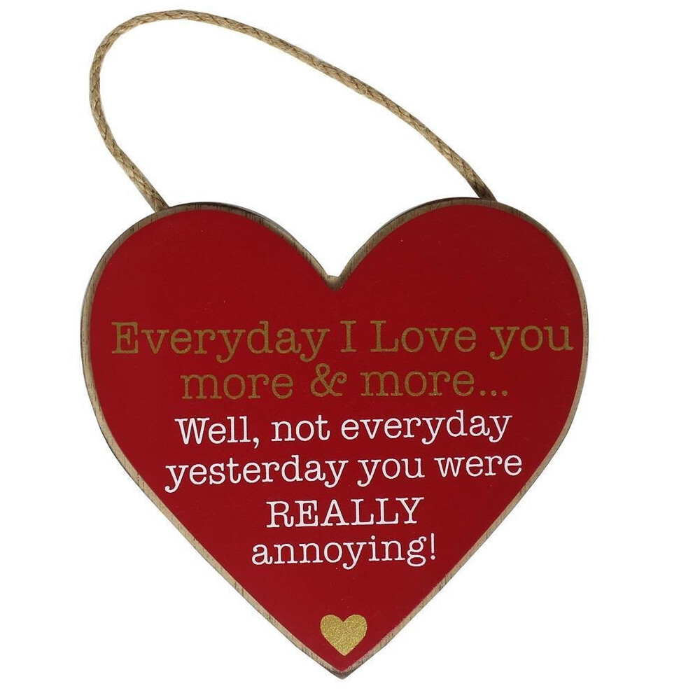 Red MDF Hanging Heart Plaque 'Everyday I Love you .....Â Valentines Day