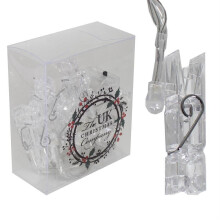 10 Acrylic Bright White LED Battery 'Peg' Lights - Christmas Card Holder