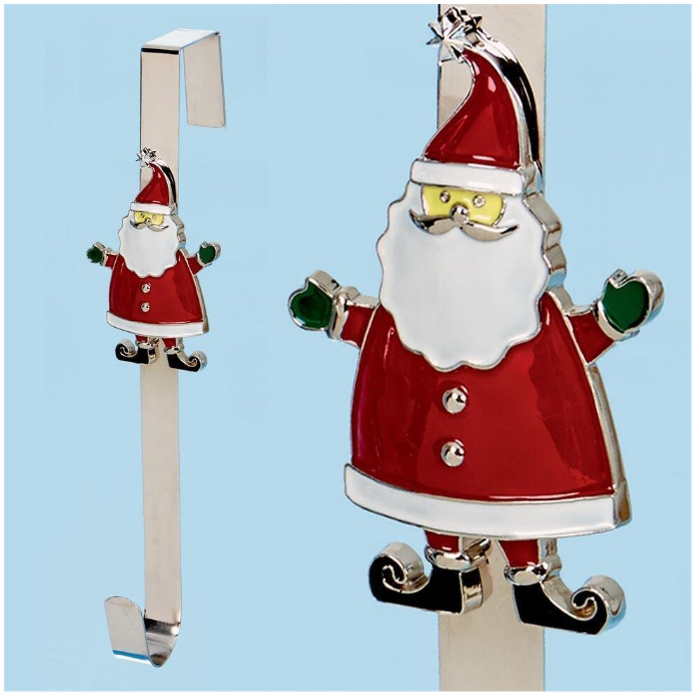 Christmas 38cm Character Wreath Hanger - Metal Santa
