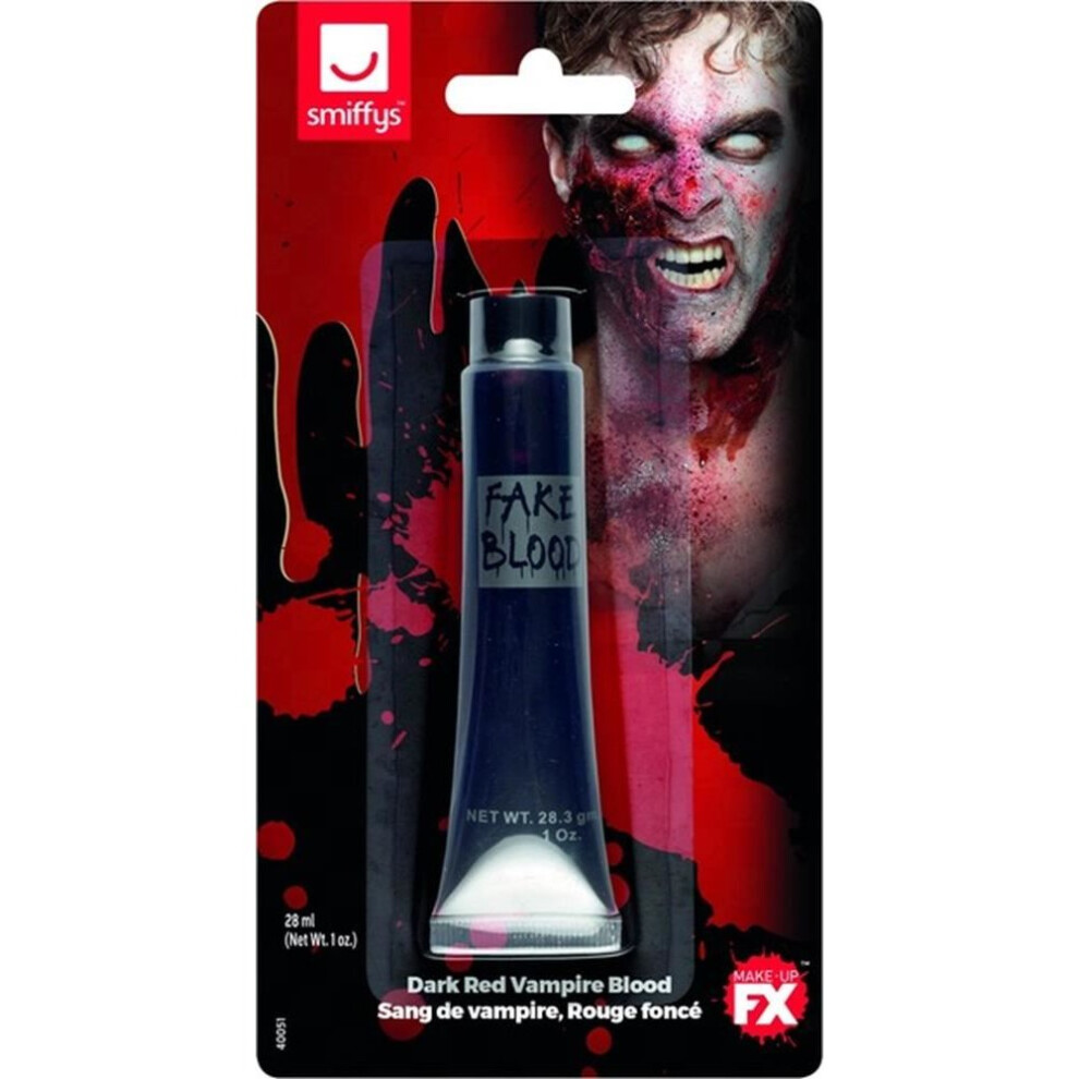 Smiffy's Vampire Blood Dark Tube 28Ml/1 Oz, Halloween Facepaint/Makeup Red