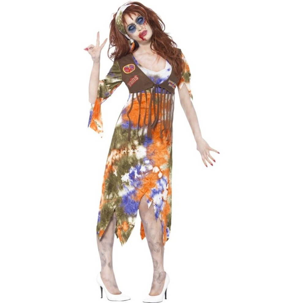 Zombie 60's Hippie Lady Costume, UK 16-18