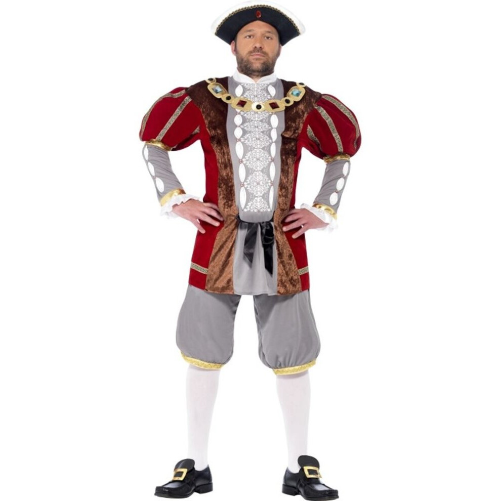 Smiffy's Henry Viii Deluxe Costume, Chest 42"-44", Leg Inseam 33" Red