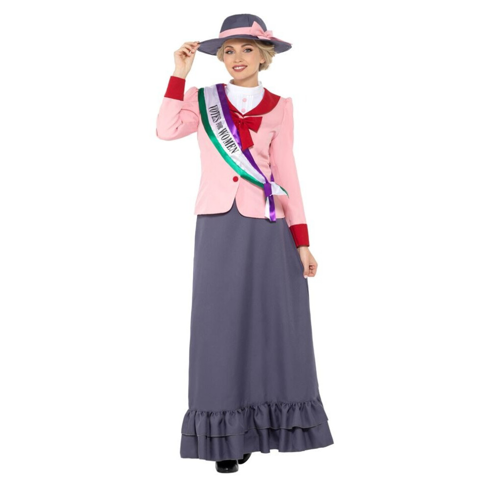 Smiffy's Deluxe Victorian Suffragette Costume, Historical Fancy Dress, Uk Size 16-18 Pink