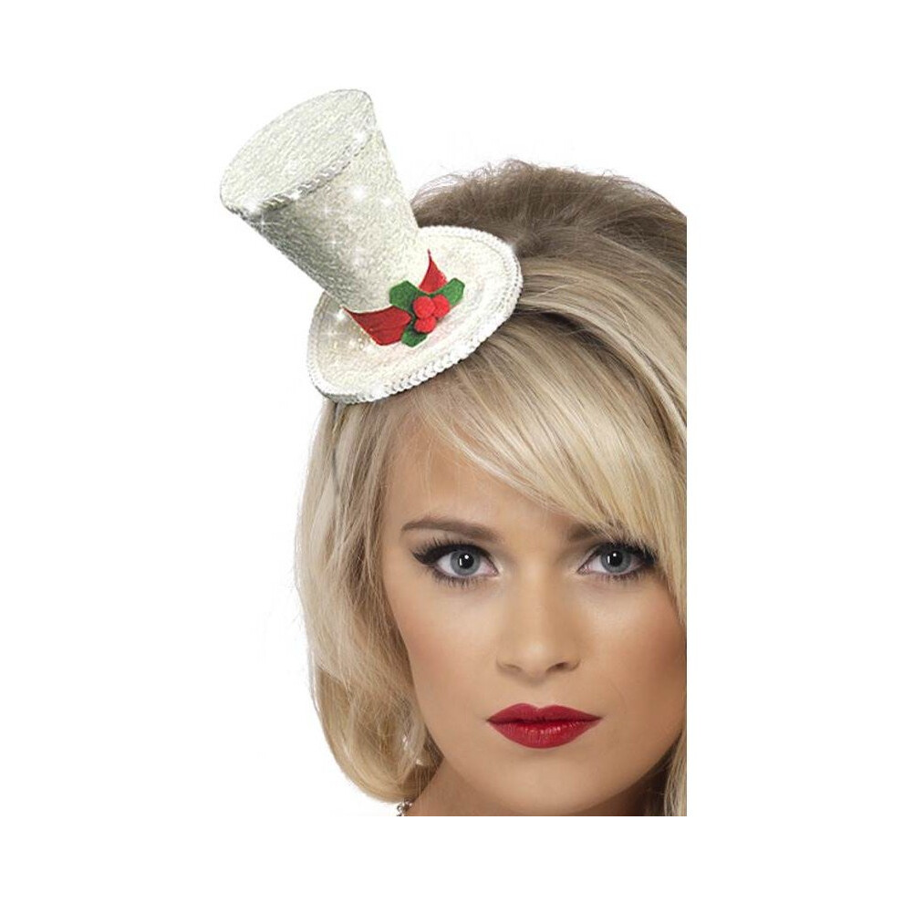 White Christmas Top Hat Headband.  One Size