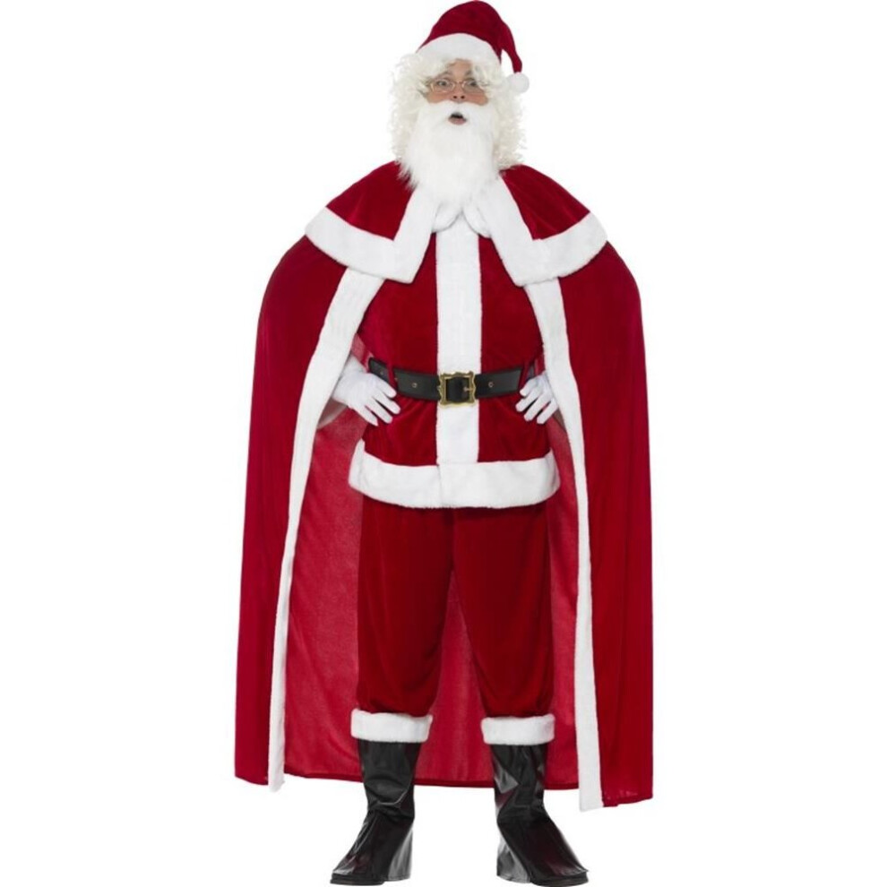 Deluxe Santa Claus Costume with Trousers,Christmas Adult Fancy Dress,Medium