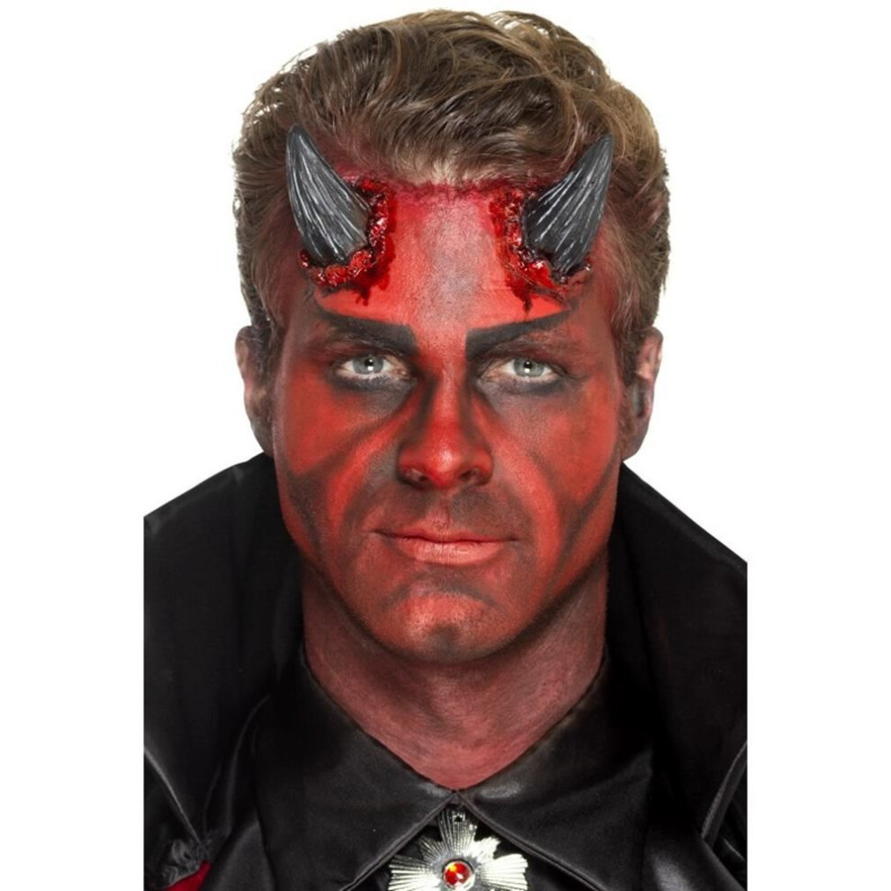 Smiffy's Latex Realistic Devil Horn Prosthetics, With Adhesive Black