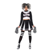 Fever Gothic Cheerleader Costume & Pom Poms, Fever Fancy Dress, UK Size 8-10