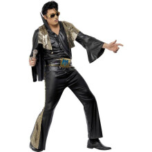 Elvis Black and Gold Costume, Chest 42"-44", Leg Inseam 33"