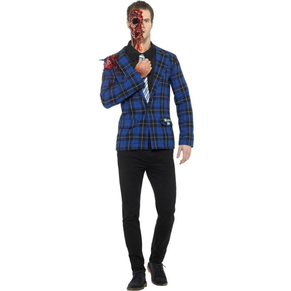 Smiffy's Breaking Bad Gustavo Fring Costume, Blue, With Jacket, Mock Shirt With Tie, Prosthetic, Blood & Liquid Latex