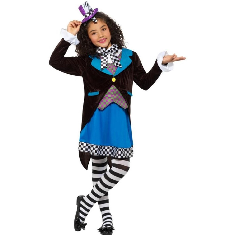 Little Miss Mad Hatter Costume, with Dress,Girls Fancy Dress,Large Age 10-12