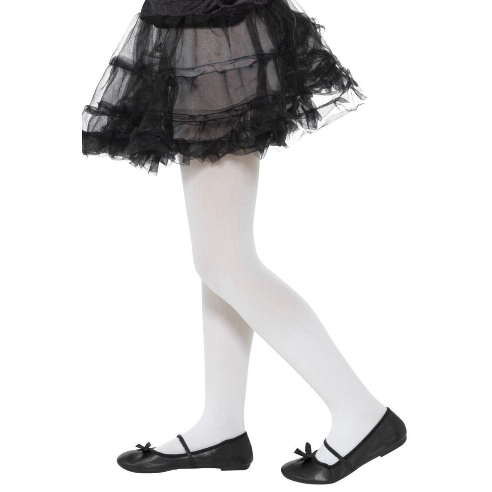 Smiffy's Opaque Tights Girls/Children's Tights, Age 6-12 White