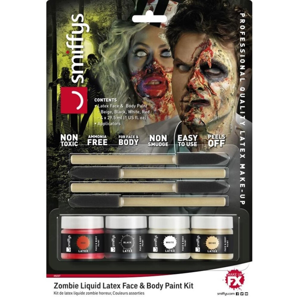 Smiffy's Horror Zombie Liquid Latex Kit, Assorted Multicoloured