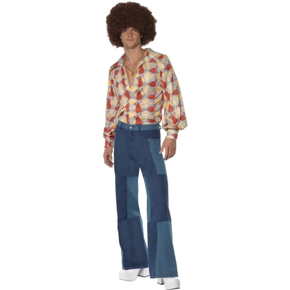 Smiffy's 1970S Retro Costume, 1970'S Disco Fancy Dress, Xl Blue