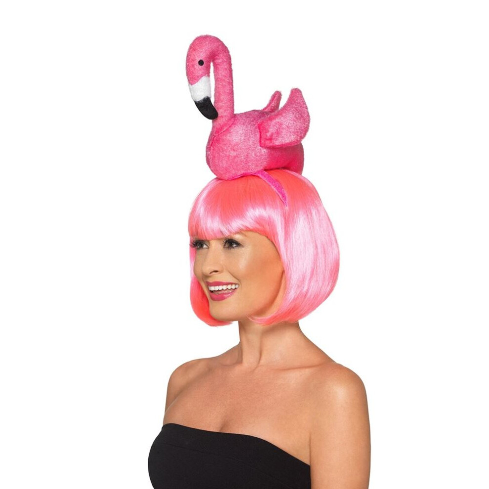 Smiffy's Flamingo Headband, Hawaiian Luau Fancy Dress Pink