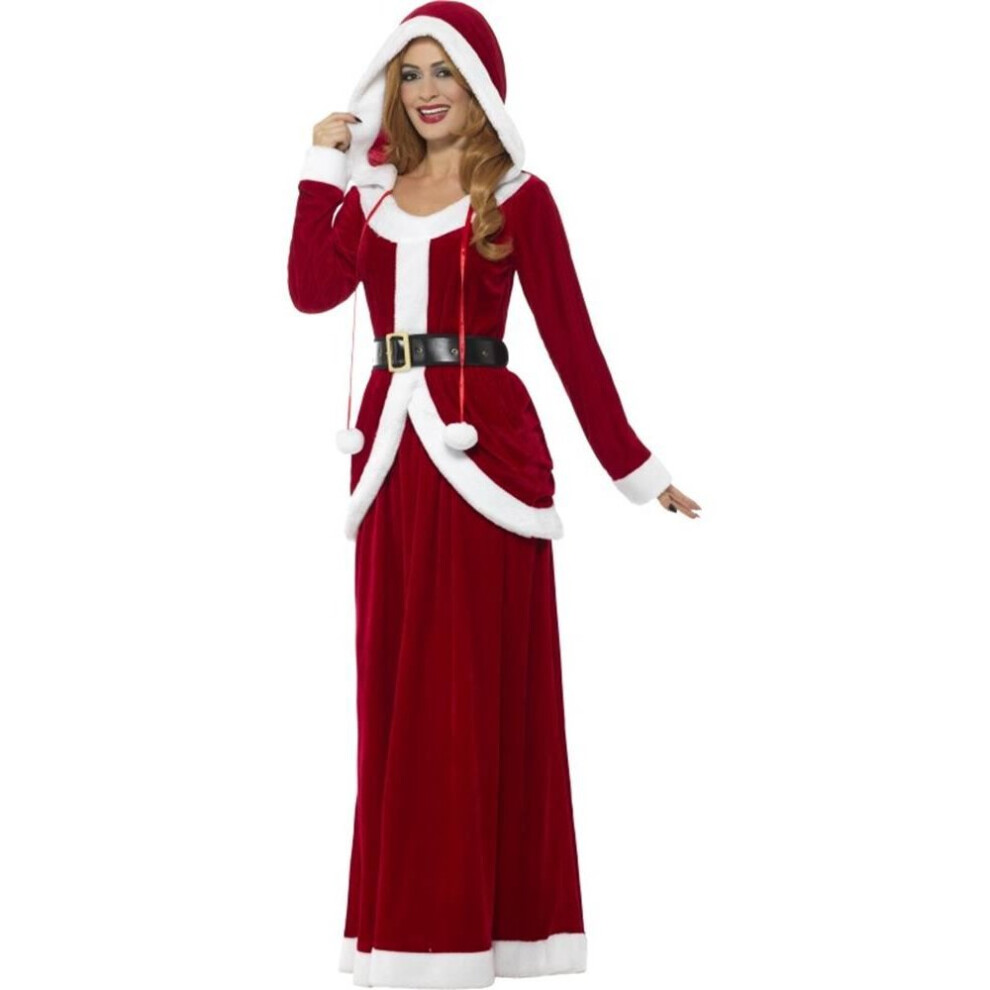 Smiffy's Deluxe Ms Claus Costume, Christmas Adult Fancy Dress, Uk Size 8-10 Red