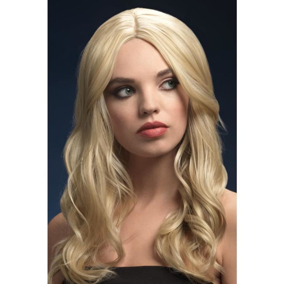 Smiffy's Fever Khloe Wig, Dark Blonde, Long Wave With Centre Parting, 26Inch/66Cm Yellow