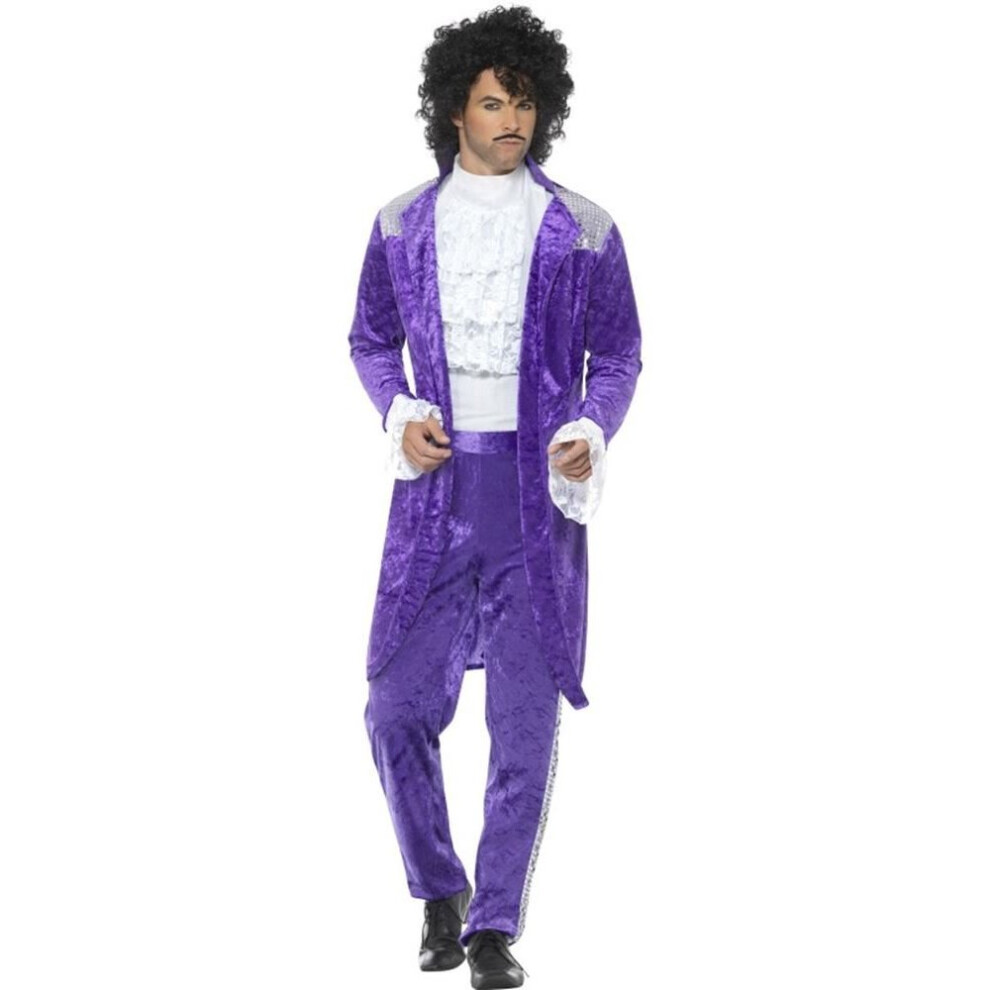 80's Purple Musician Costume, Purple, with Jacket, Mock Shirt & Trousers