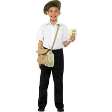 Evacuee Instant Kit Brown with Hat Bag & Ration Book,Boys Fancy Dress